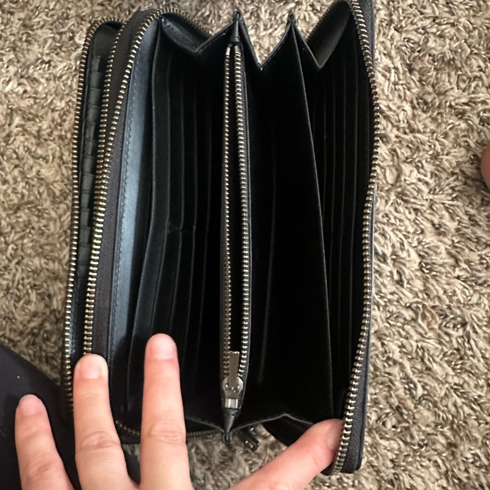 Coach black double travel wallet